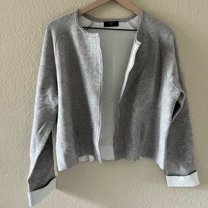 Tahari Gray Open Front Sweater Jacket
